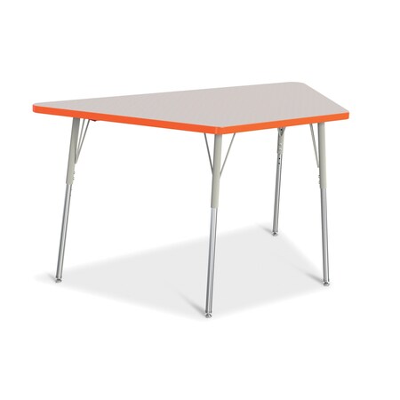 Jonti-Craft Berries Trapezoid Activity Tables, 30 in. x 60 in., A-height, Freckled Gray/Orange/Gray 6443JCA114